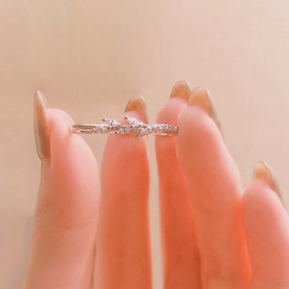 NEW 18K Rose Gold Marquis Diamond Leaf Branch Ring - Picture 5 of 5